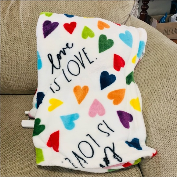 Rae Dunn LOVE IS LOVE rainbow hearts